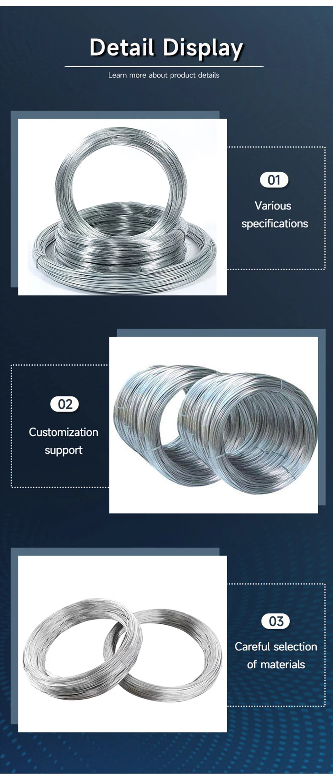 1.0mm 2.5mm Galvanized Steel Spring Wire or for Fishing Net