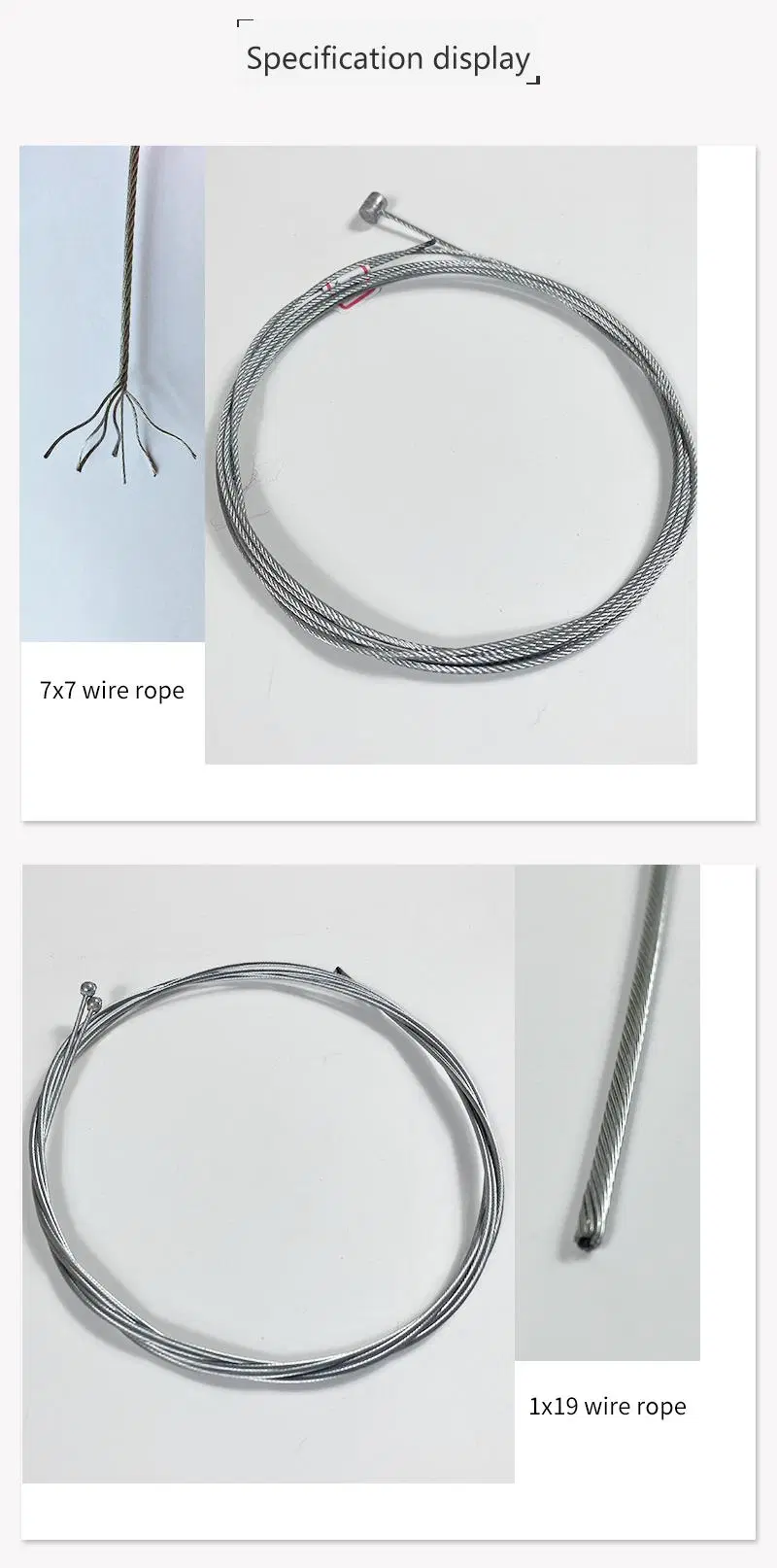 Manufactures Galvanized Steel Wire Rope 1*19 Inner Wire for Bicycle Clutch Brake Cable 2mm 1.8mm
