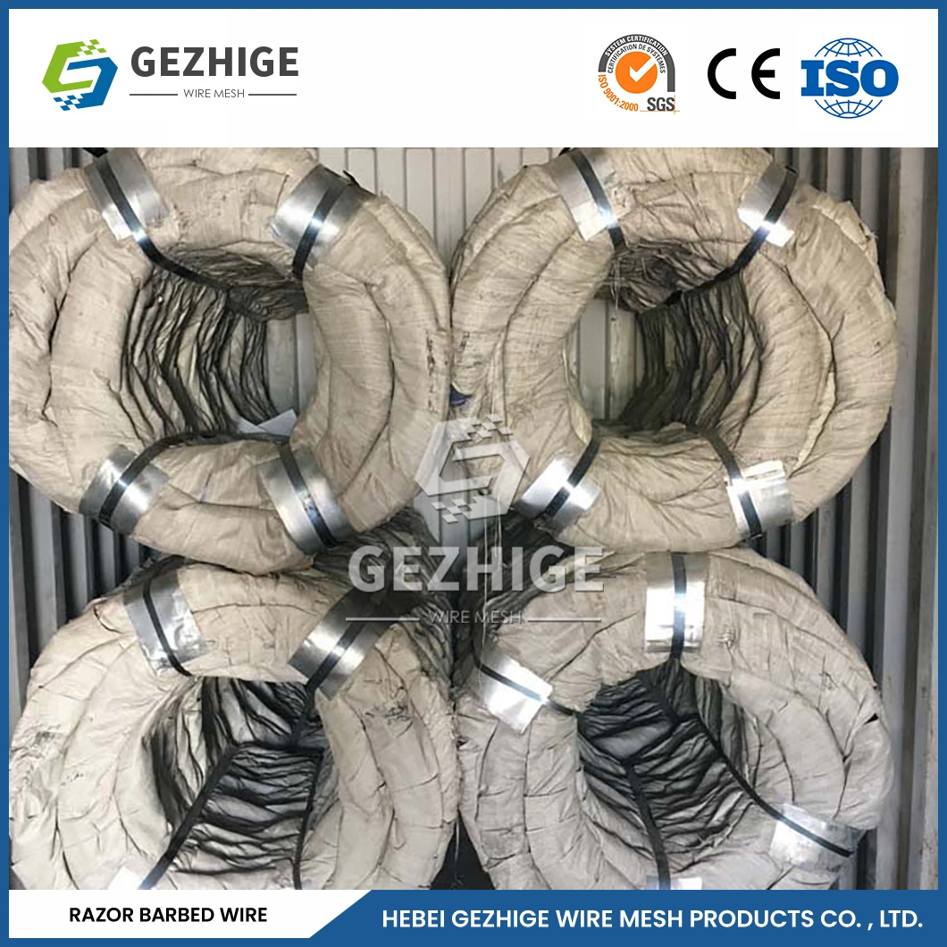 Gezhige PVC Coated Barbed Wire Suppliers 4 Strands Steel Wire Razor Barbed Wire Mesh China 15mm Stab Distance Razor Barbed Wire in Fence